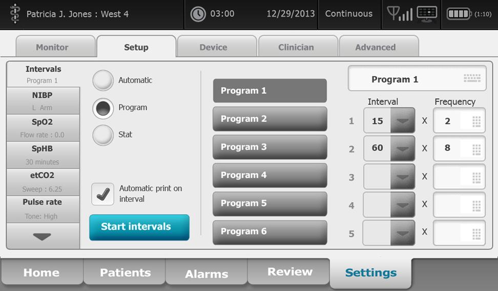 Directions for use Patient monitoring 137 Start automatic intervals Follow these steps to configure the monitor to take NIBP measurements at consistent intervals. 1. Properly size the blood pressure cuff and position it around the patient s bare upper arm.