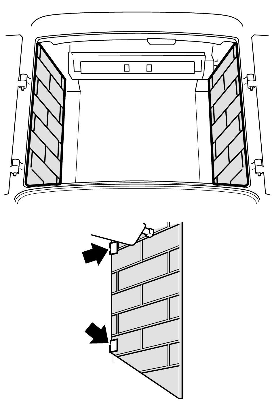 Place the ceramic walls against the firebox sides. Locate the back edges of the walls in the tabs at the back corners of the firebox. See figure 5. 2. Place the ceramic rear base coal in position.