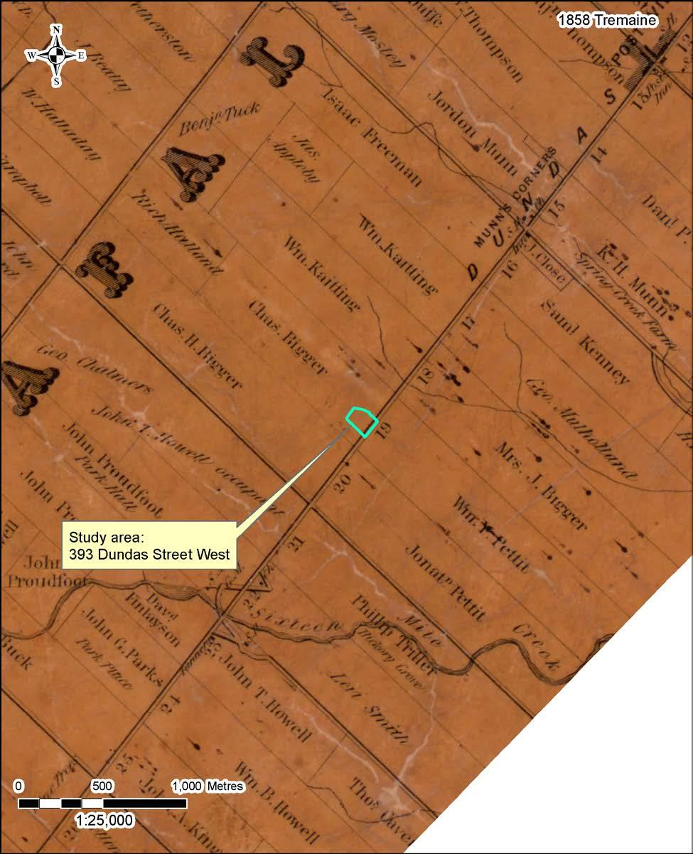 The Stage 1 and 2 Archaeological Assessment of the 393 Dundas Street West Property, City of Oakville 20 Map