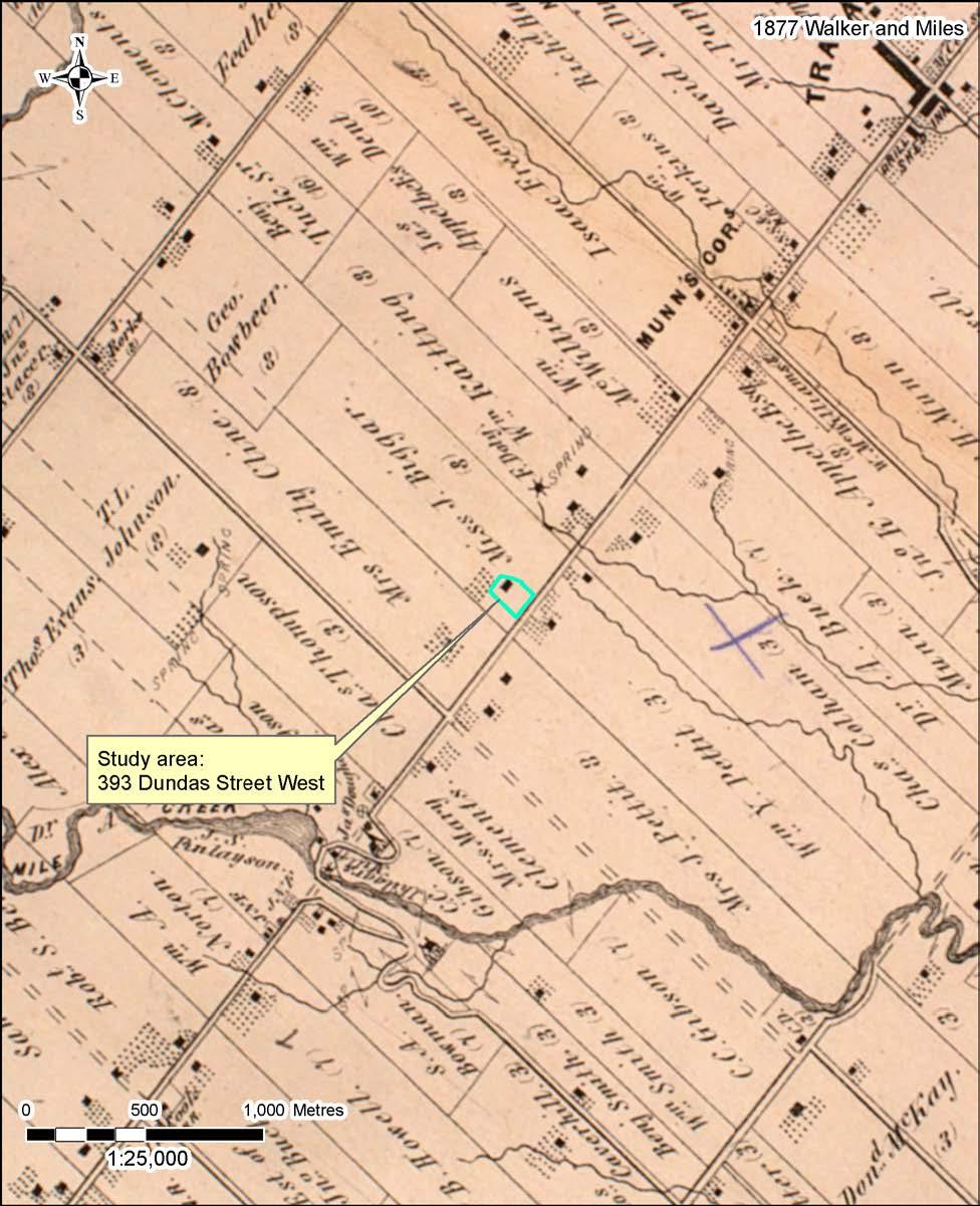 The Stage 1 and 2 Archaeological Assessment of the 393 Dundas Street West Property, City of Oakville 21 Map 4: 1877 Trafalgar