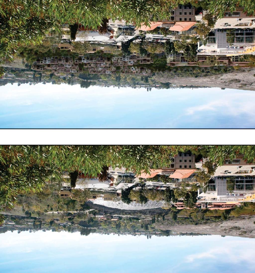 Existing view facing south from residences in Rancho Palos Verdes. View simulation showing proposed project. FIGURE 4.1.