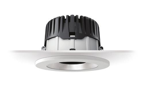 4 Professional Fixed LED Downlight Concept: Professional single COB LED in small aperture (4 ) recessed fi xed downlight. Housing: Non IC plaster frame and IC/Air tight housings available.