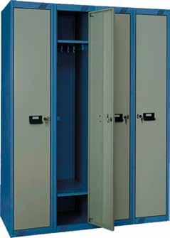 Modular metal closets for changing rooms allow for adding any number of sections, since one shared wall is used starting with two sections (the main section of the closet is supplemented with an