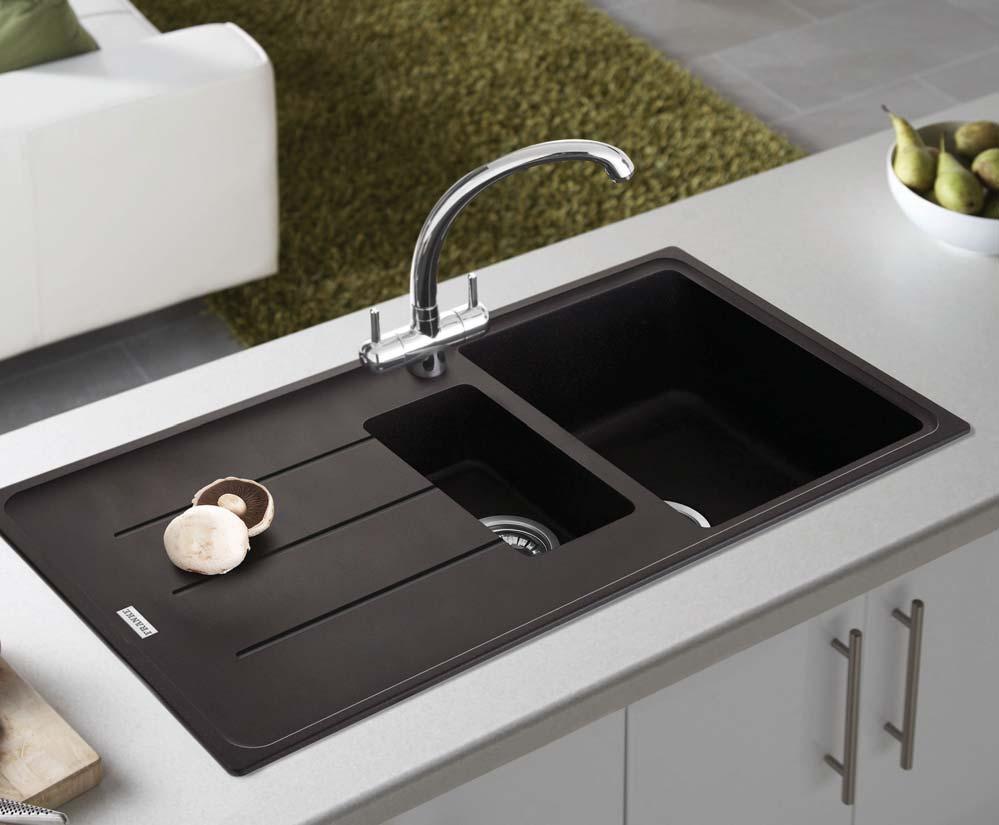 Basis BFG 651 Fragranite sink & Zurich Chrome tap Fragranite Sinks Germ proof Fragranite treated with Sanitized reduces bacteria and microbe growth by 99%, giving the sink lasting protection.