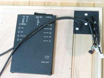 Note: place the power cord on the ground to the side of the floor; be sure that all wires and connectors on
