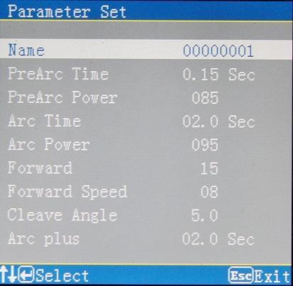 To select a specific Parameter to be modified, press the Up or Down Buttons to the appropriate Parameter. Press the Enter Button to modify that specific parameter.