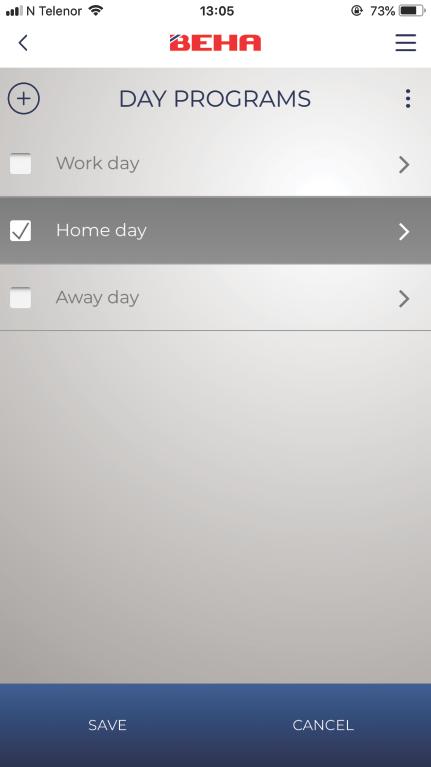 You can also create alternative DAY PROGRAMS Mark Work and tap on the arrow.