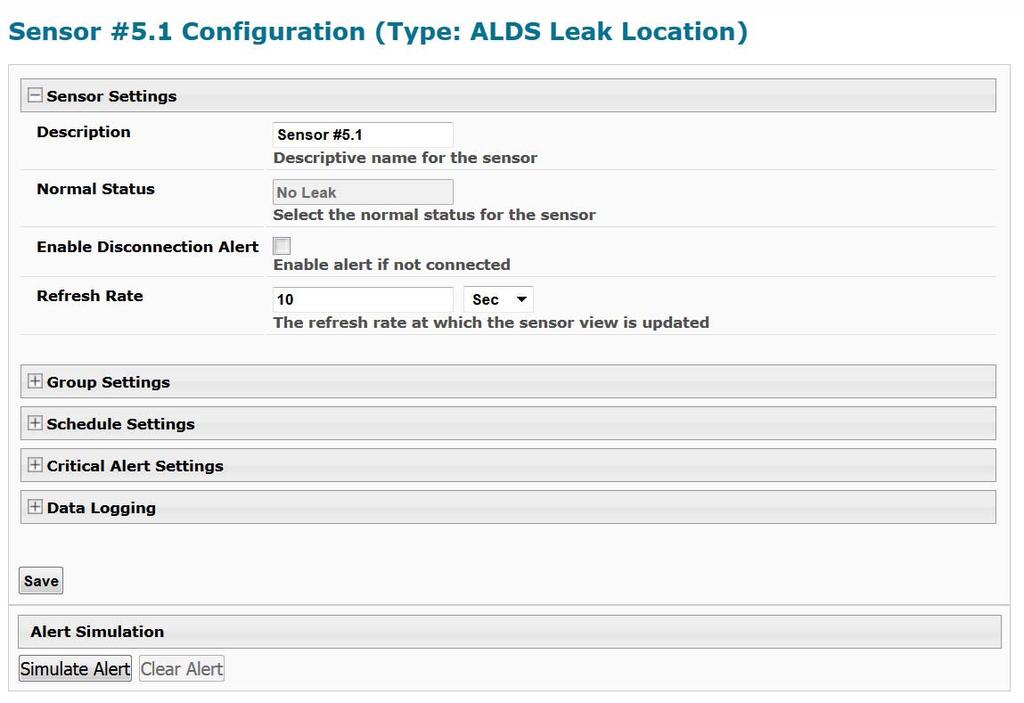 The Leak Location alerts and the Continuity alerts are configurable as described