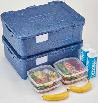 Four-Compartment Meal Delivery Box Includes built-in menu tag for content identification. Excellent insulation keeps hot foods hot and cold foods cold.
