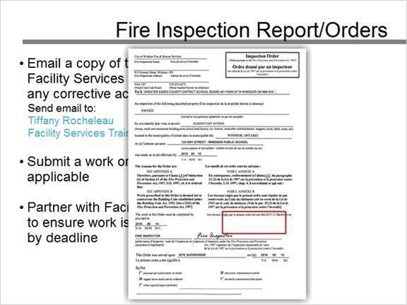 1.18 Inspection Order Notes: Municipal Fire Departments routinely conduct Fire Safety Inspections of our buildings.