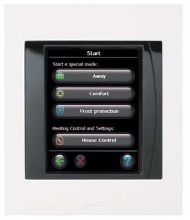Central Controller Danfoss Link TM CC central heating control of entire house simple user interface colour touch-screen timeless minimalist design weekly heating schedule away function comfort mode