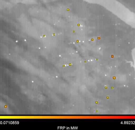 5.2 Observation of gas flaring Figure 5 Energy released by gas flare in North Dakota USA in a night time image of the MWIR band on 21. Nov.