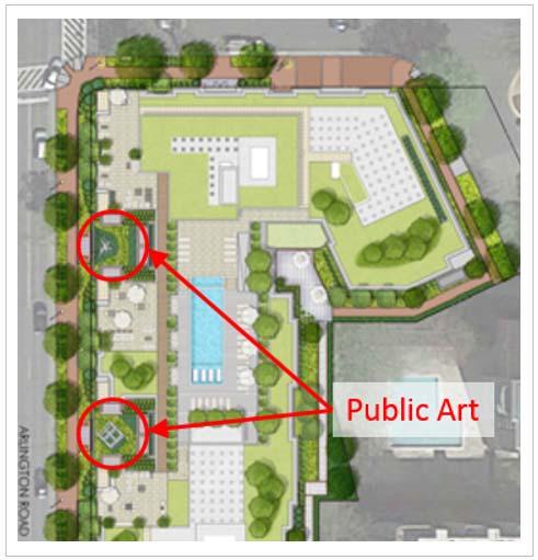 Figure 11 Location of Public Art The first art piece, located in the northern courtyard, is by Zachary Oxman.