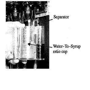 ADJUST WATER-TO-SYRUP RATIO 1. Remove the valve cover and install syrup separator over the diffuser and through the nozzle. 2. Hold cup under the valve and beverage for a specific time ( i.e. 2 seconds) 3.