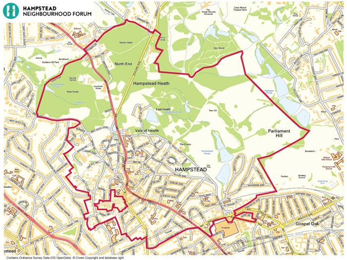 Hampstead Neighbourhood Forum Area map The outline around