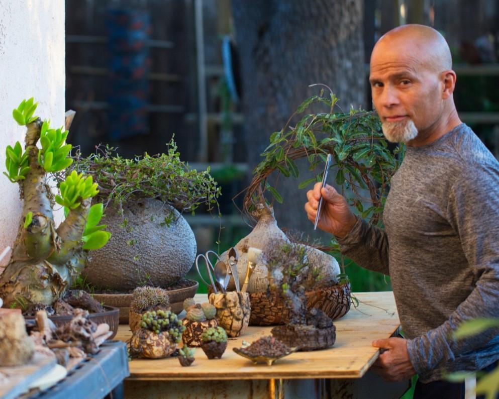 Presentation for January: Keith Taylor Keith Taylor began collecting caudiciform succulents in 1991 after seeing a large Cyphostemma juttae in the ground at a local botanical garden.