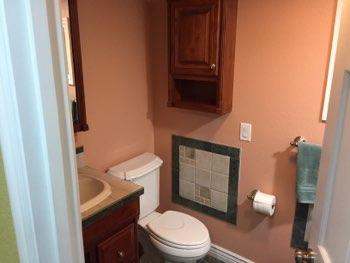 1. Room Basement Bathroom Ceiling and walls are in good condition overall.