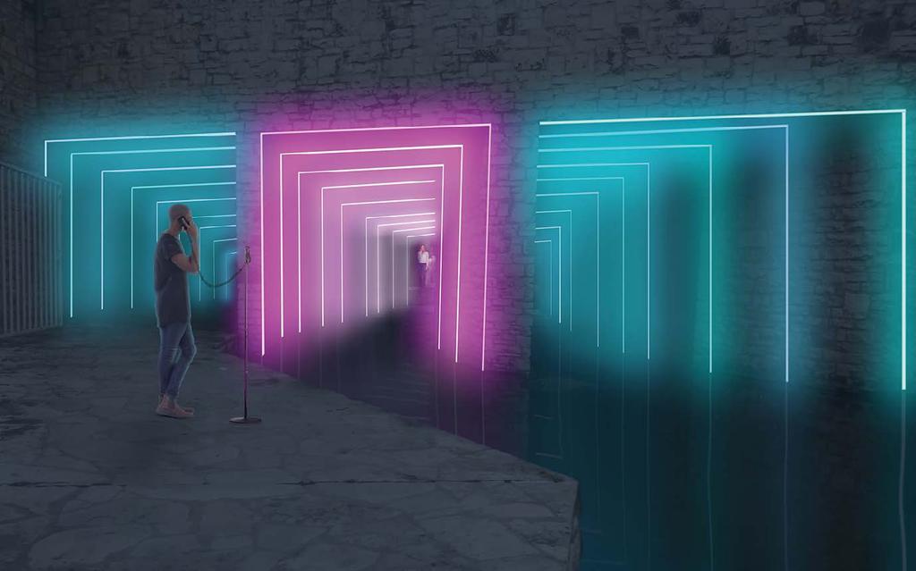 TENTSION By Perkins+Will Inspired by the tensions surrounding this particular location in Downtown Austin, this art installation manifests that tension into a battle between light and dark in an
