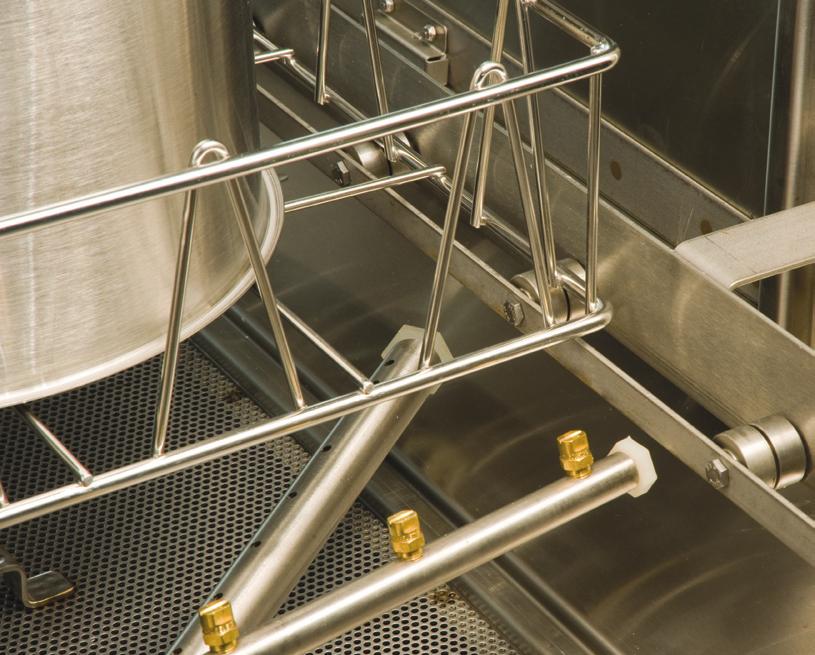 System for secure washing Rollers make getting large racks in and out easier CA-3 is available for corner operation Rollers make getting large racks in and out of the pot washer easier.