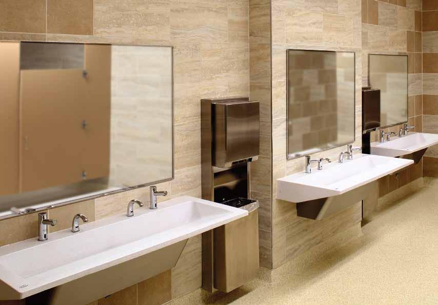 WASH BASINS Verge wash basins are cast-formed in Evero, a blend of natural quartz, granite, exotic and recycled materials, which is more durable than granite and maintenance free.