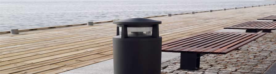 Promenade LED Circular bollard and parapet luminaires with unique optical system combined with LED technology to provide white light and colour effect Designer: Chr.