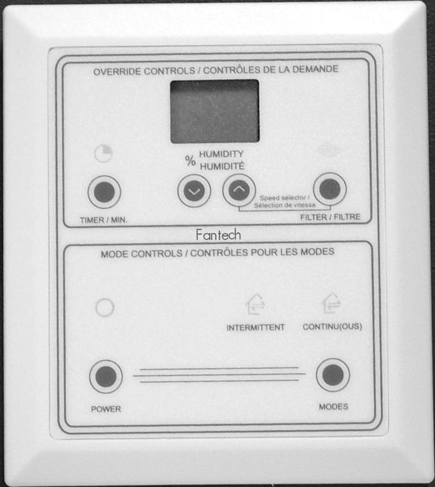 OPERATION (CONT'D) OPTIONAL INTELLITEK CONTROL DIGITAL HYGROMETER DISPLAY Shows Indoor Humidity Level This control will not read below 29% RH OVERRIDE TIMER When pressed, unit will provide high speed