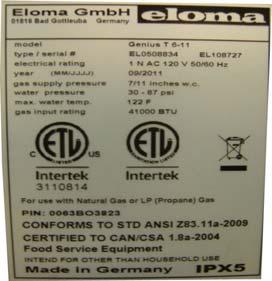 FSTC Equipment Test Report Manufacturer Eloma Report Number 501311112-R0 Model / Serial Number Genius T6-11 / EL108727 Test Date August-2012 Equipment Type Half-Size 6-Rack Combination Oven Gas