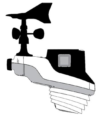Device Components 1. Wind speed anemometer 2. Mounting knob 3. Battery compartment 4. Solar cell 5. Bubble level 6. UV and light sensor 7. Rainfall collector 8.