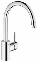 CONCETTO Concetto Dual Spray Pull-Down 32 665 001 GROHE StarLight Chrome $ 449 32 665 DC1 SuperSteel InfinityFinish 559 GROHE SilkMove 15 1 16 Faucet height 8 5 8 Aerator height 8 9 16 Faucet reach