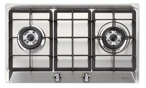GAS HOBS MUNICH SERIES Price: 11,250.- Special: 7,990.- HH-752GS Cat. No. 534.01.504 Material: Stainless steel 2 Triple ring burners: left 4.0 kw, right 4.