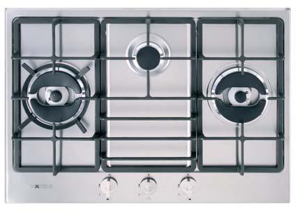 Price: 17,000.- Special: 12,500.- HH-73GS Cat. No. 536.06.123 Material: Stainless steel Burners: 3 Gas burners 2 x Triple ring burner (4.5 kw) 1 x Semi-rapid burner (1.