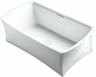Aliento Lithocast Rectangular Freestanding Bath 835 1672 457 914 640 1545 Free-flowing shape, graceful concave sides and sculpted lumbar supports at both ends, ensure complete comfort throughout.
