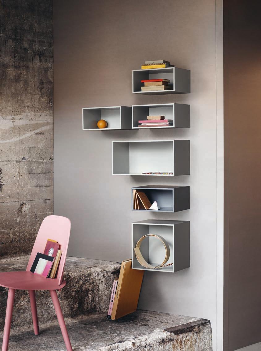 18 The MINI STACKED shelving units create functional storage space while adding to the atmosphere of a room.