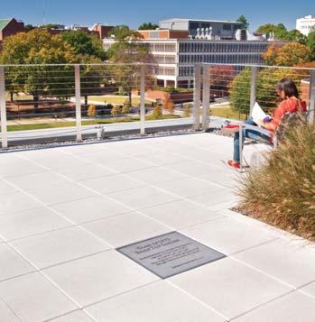 6 GREEN PRODUCTS ROOF & PLAZA PAVERS FOR GREEN ROOFS Corporate Office Building; Size & Color: 23 1 /2 x 23 1 /2 x 2, RockCurb, PlankStone, Appian 6 x 9; Tan, Chocolate/Tan Blend, South Mountain Sand;