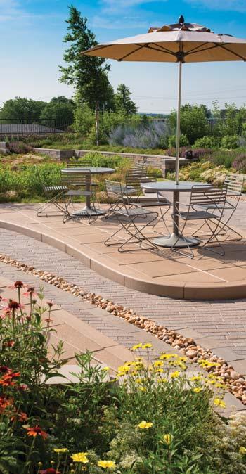 heat island effect. Hanover Pavers work hand in hand with Green Roof assemblies to provide environmental benefits and aesthetically appealing rooftops or plaza gardens.
