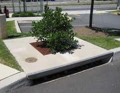 Tree filter boxes These are pre-manufactured concrete boxes that contain a special soil mix and are planted with a tree or shrub. They filter stormwater runoff but provide little storage capacity.