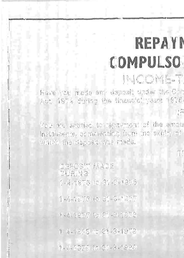 1-4-1984, 1-4-1985 1-4-1982, 1-4-1983, 1-4-1984, 1-4-1985, 1-4-1986 HOW TO OBTAIN REPAYMENT 7 Apply in Form E to your 8ank alongwith YOllr pass boo:" your Bank.