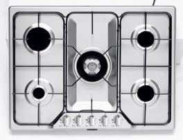 LOCG6001 60cm Inbuilt Gas Cooktop Stainless steel finish Automatic underknob ignition High quality, integrated alloy burners 4 standard burners Spill catchment area 1 piece design for ease
