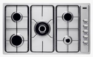 burners 3 burners plus a triple flame wok burner Spill catchment area 1 piece design for ease of cleaning Durable enamelled trivets with rubber feet Side controls LOCG7002 70cm Gas Cooktop
