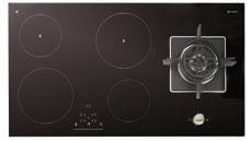 Induction Gas Mixed Hobs C895iBK Black Glass C895iBK White Glass C895iWH w:900mm Black Glass GAS - Flame safety device - Cast iron pan supports - Under burner tray - Auto electronic ignition -LPG