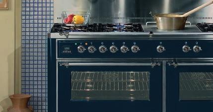 selection of colours. Milano range cookers can be designed with either chrome, brass or antique bronze trim.