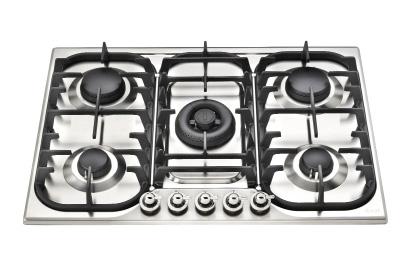 Range cookers Built-in appliances Built-in hobs Hoods Dimensions 70cm Milano Gas Hob - 5 Burner Cast-iron pan supports Unique solid brass Cast-iron griddles Burner