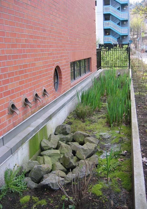 Portland, Oregon City code requires on-site stormwater management for new and re-development. Subsidized downspout disconnection program.