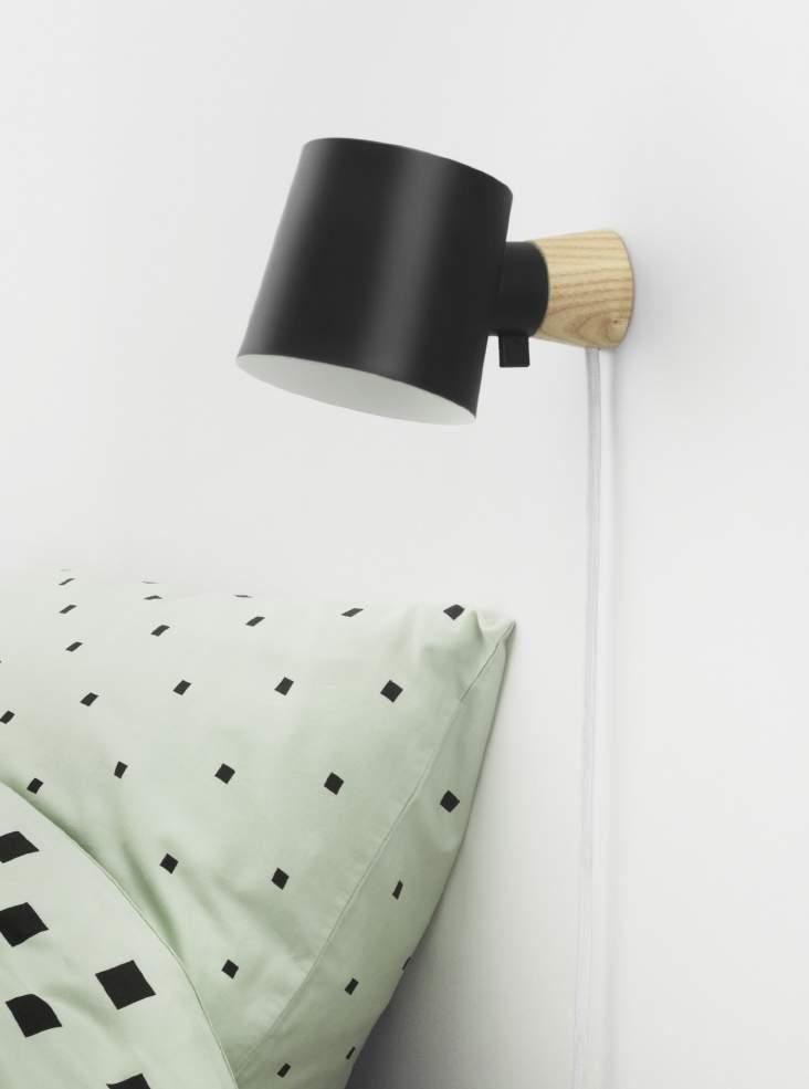 RISE Rise is an uncomplicated and versatile wall lamp. Strict lines are gently softened by stumpy sections, creating an attractive blend of a minimalistic design and a friendly appearance.