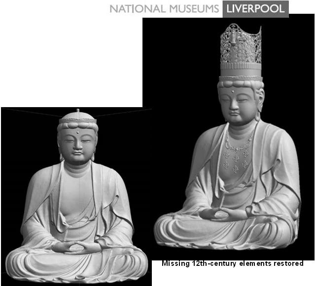 70 cm Missing 12th-century elements restored Sculpture with 18th-century painted decoration, World Museum Liverpool 3D digital model with 18th-century