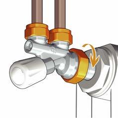 The thermostatic control head can be used with the pipe connections either facing the wall or pointing to the floor.