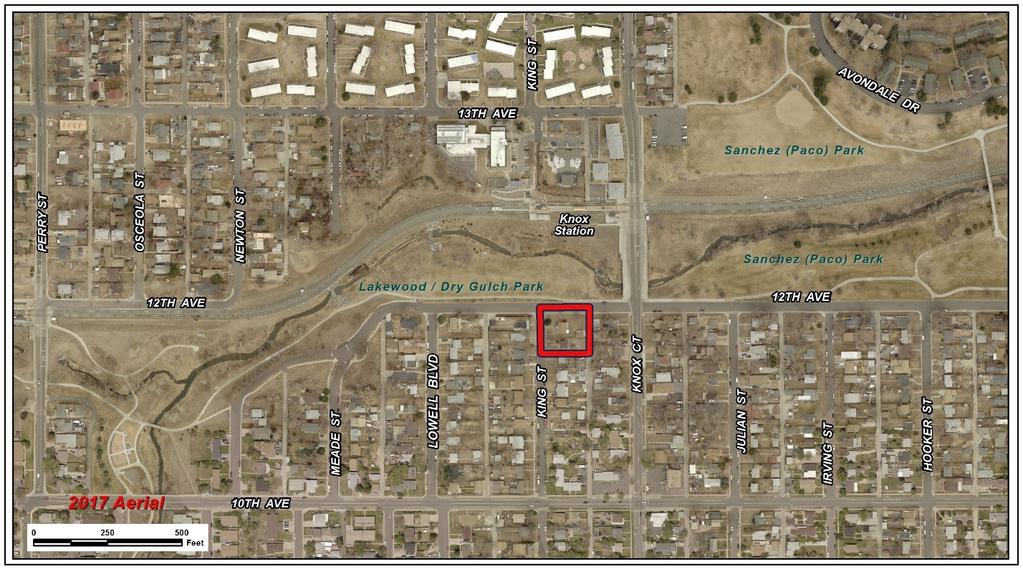Rezoning Application #2017I-00178 1080 & 1090 King Street January 3, 2019 Page 3 Existing Context The subject property is in west Denver between 10 th and 12 th Avenues on King Street, ½ block south