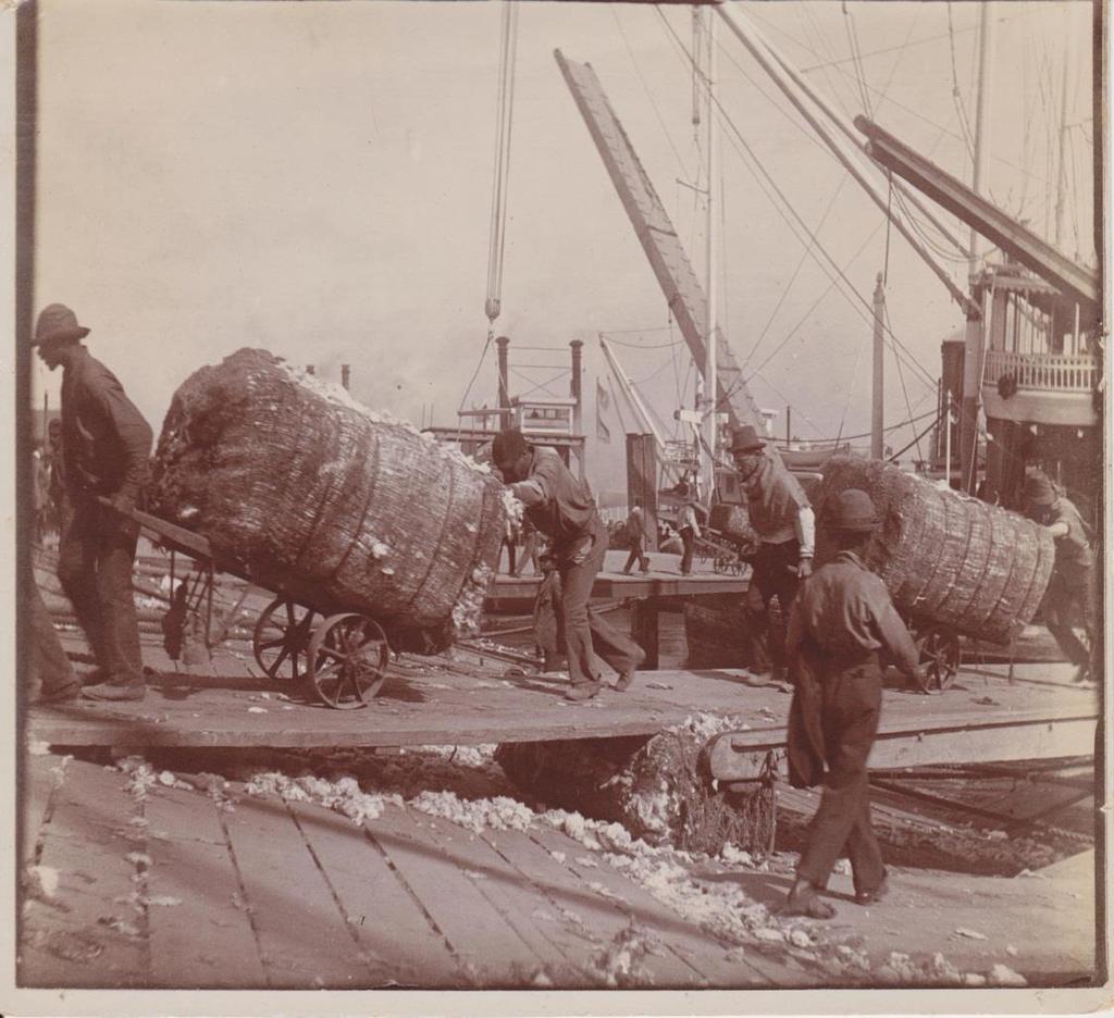 Right: Workers unloading