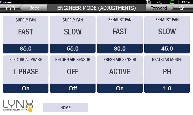 Engineer mode (calibration) screen Alter a thermostat value by pressing the displayed figure. This will take you to a data entry screen. Simply enter the offset value.