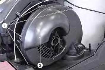 1 Screw 2 Ventilator wheel, burner blower Remove the screw and pull the ventilator wheel off.